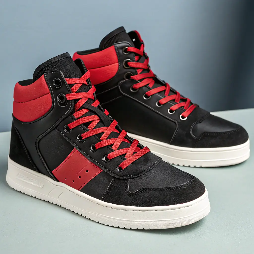 High-Top Sneakers - Red and White